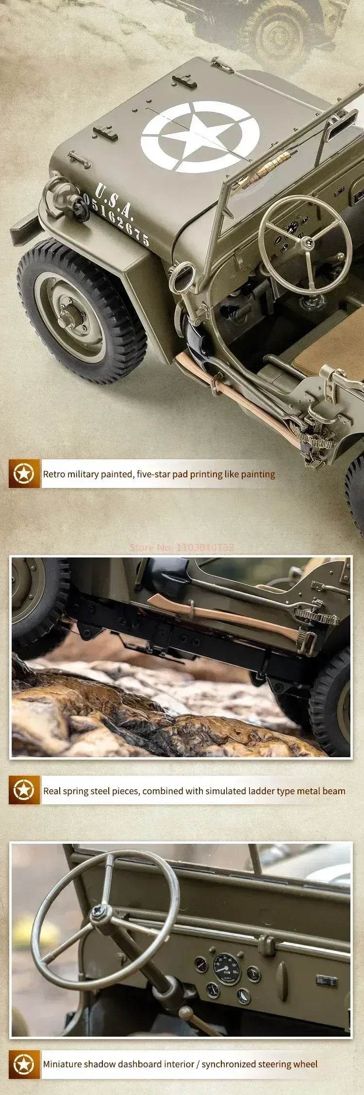 RC 2025 1:12 Scale 1941 Willys MB RC Crawler Jeep - 4WD Ready-to-Run Military Buggy for Adults and Kids - ToylandEU