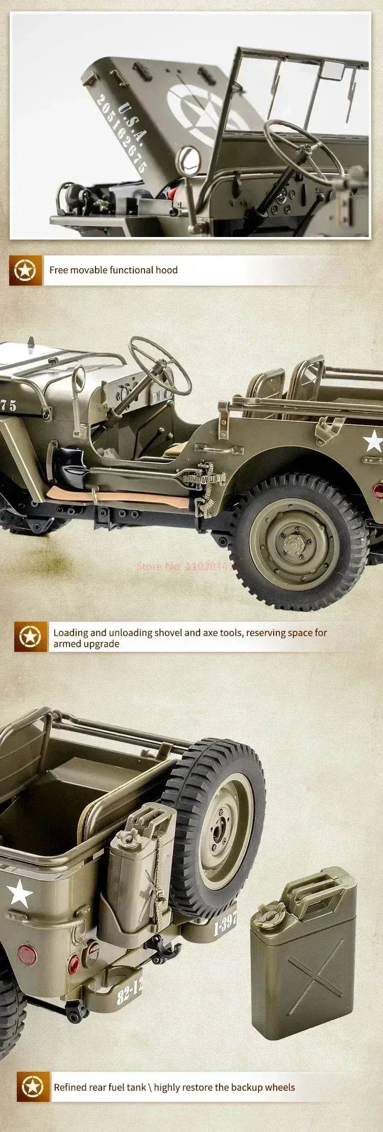RC 2025 1:12 Scale 1941 Willys MB RC Crawler Jeep - 4WD Ready-to-Run Military Buggy for Adults and Kids - ToylandEU