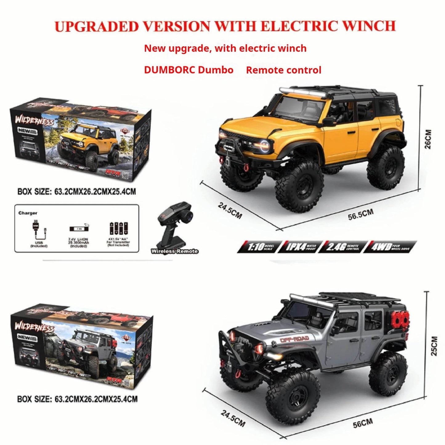 RC 2025 R1001 Enhanced Off-Road Simulation Ford Mustang 1:10 RC Vehicle with Four-Wheel Drive - ToylandEU