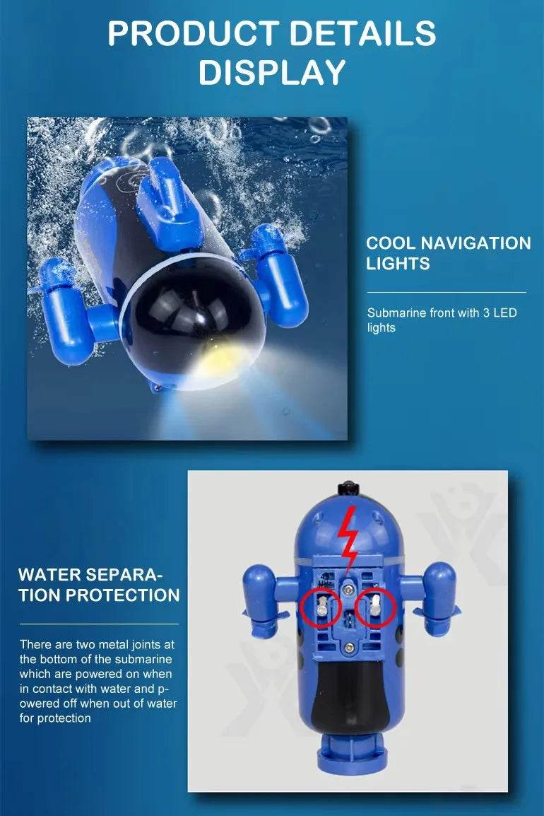 RC 2025 Upgraded Mini RC Submarine - Waterproof & Rechargeable Diving Toy for Kids - Perfect Gift Simulation Model - ToylandEU