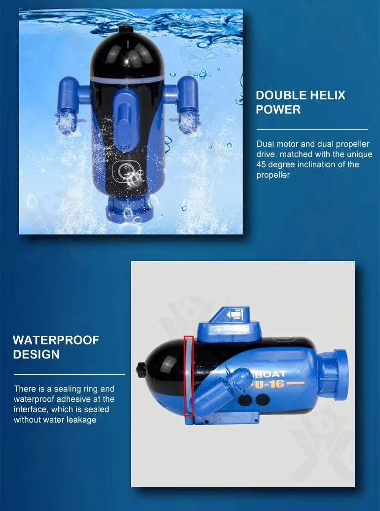 RC 2025 Upgraded Mini RC Submarine - Waterproof & Rechargeable Diving Toy for Kids - Perfect Gift Simulation Model - ToylandEU