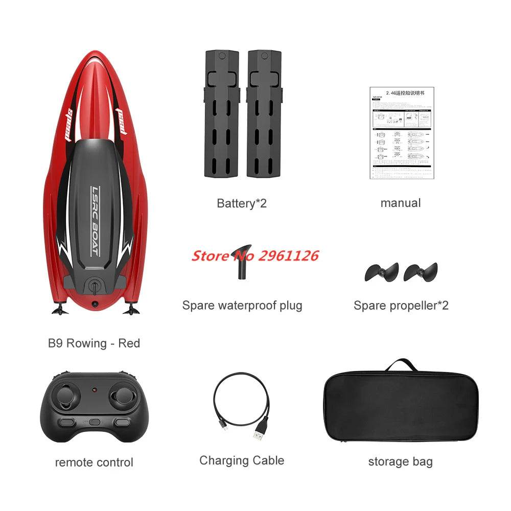 RC 25KM/H Waterproof Rechargeable Electric Remote Control Speedboat - 100M Range, 30 Min Flight Time, Ideal Summer Water Toy for Ages 14+ - ToylandEU