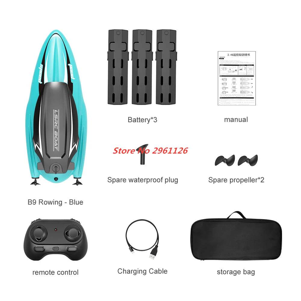 RC 25KM/H Waterproof Rechargeable Electric Remote Control Speedboat - 100M Range, 30 Min Flight Time, Ideal Summer Water Toy for Ages 14+ - ToylandEU