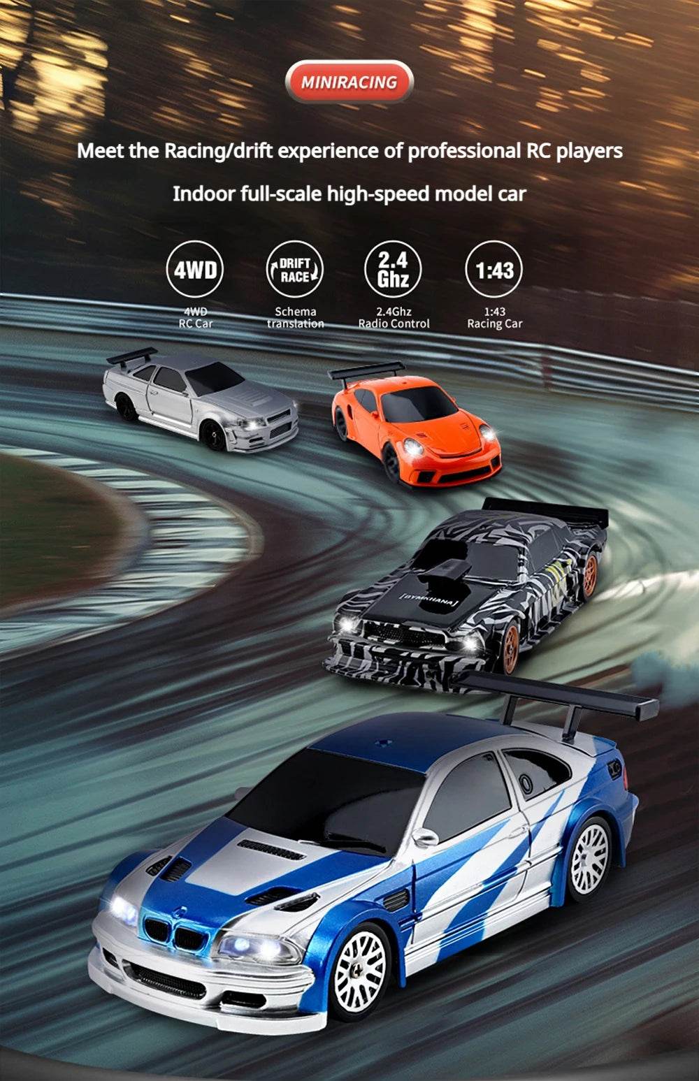 RC 4WD Mini GTR Racing RC Car - 2.4G Remote Control Drift Vehicle for Boys, Perfect Gift for Ages 14+ - ToylandEU