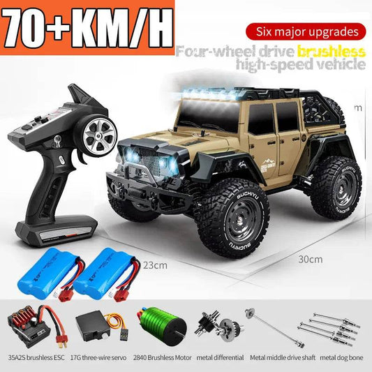 RC 4WD Off-Road RC Car with LED Lights - High-Speed 1/16 Scale, Brushless Motor, 70KM/H - ToylandEU