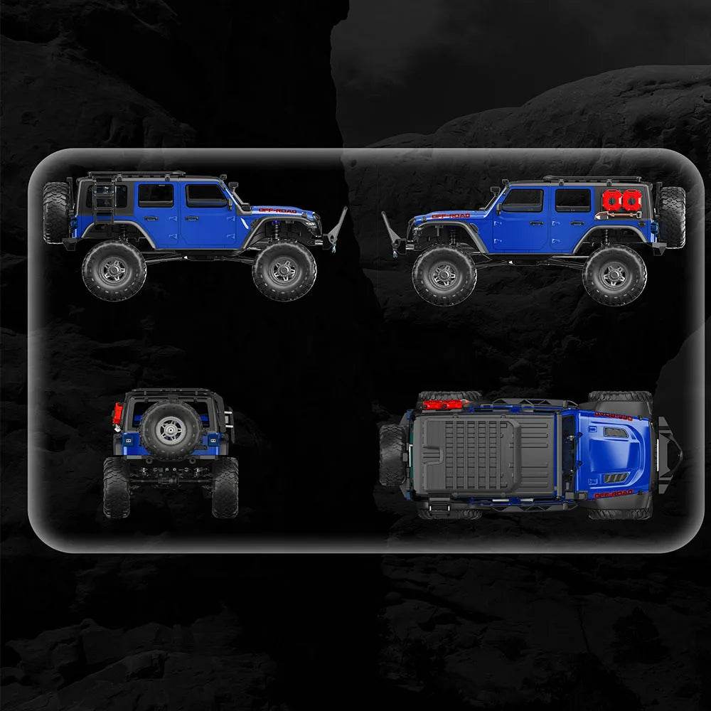 RC 4WD Remote Control Rock Crawler - 1/10 Scale Off-Road RC Climbing Car with Proportional Control and LED Lights - ToylandEU