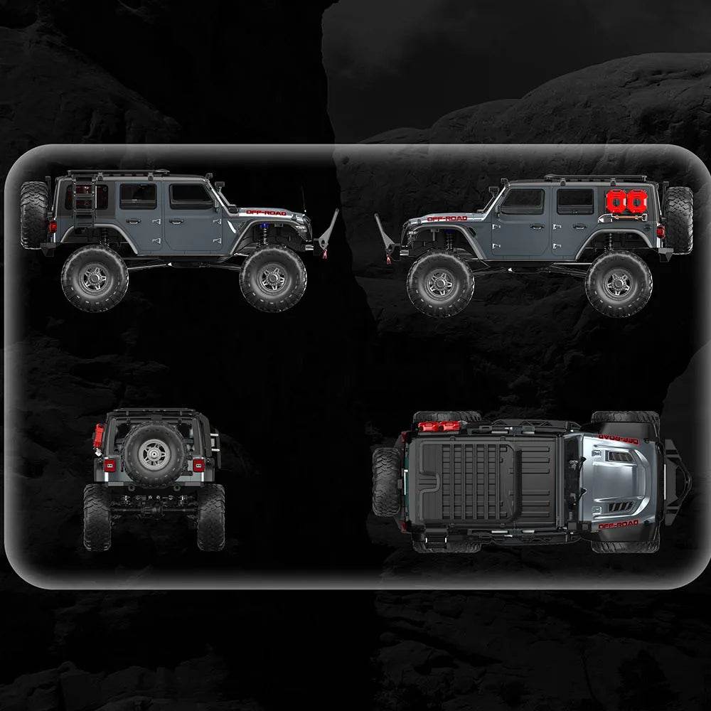 RC 4WD Remote Control Rock Crawler - 1/10 Scale Off-Road RC Climbing Car with Proportional Control and LED Lights - ToylandEU