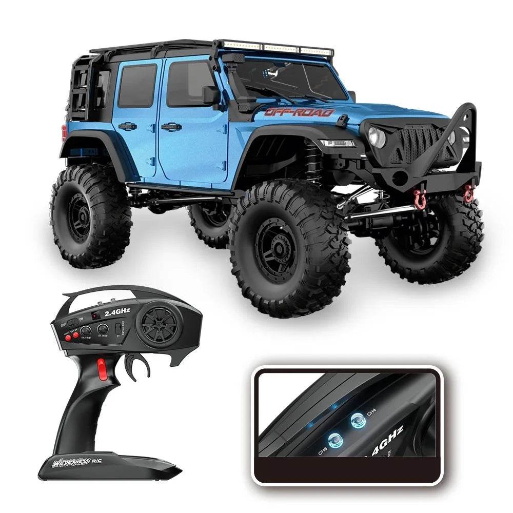 RC 4WD Remote Control Rock Crawler - 1/10 Scale Off-Road RC Climbing Car with Proportional Control and LED Lights - ToylandEU