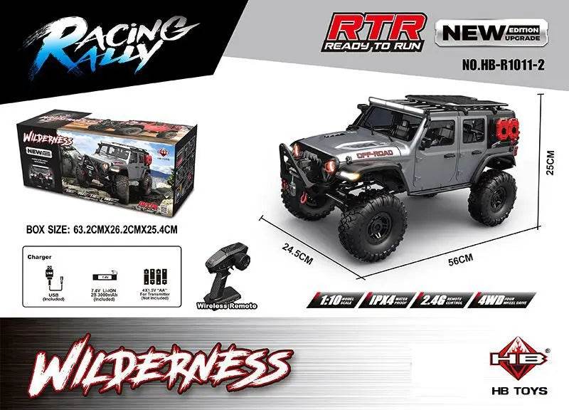 RC 4WD Remote Control Rock Crawler - 1/10 Scale Off-Road RC Climbing Car with Proportional Control and LED Lights - ToylandEU