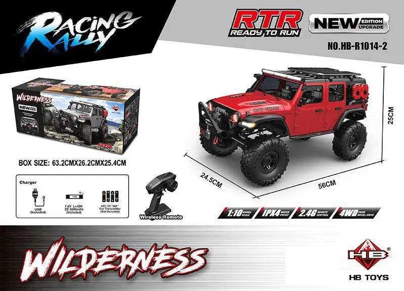 RC 4WD Remote Control Rock Crawler - 1/10 Scale Off-Road RC Climbing Car with Proportional Control and LED Lights - ToylandEU