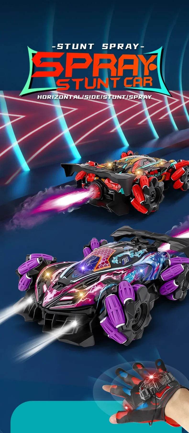 RC 4WD Remote Control Stunt Car with Gesture Control, LED Lights, and Music - 2.4G Drift Racing Toy for Kids - ToylandEU