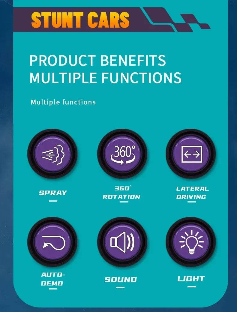 RC 4WD Remote Control Stunt Car with Gesture Control, LED Lights, and Music - 2.4G Drift Racing Toy for Kids - ToylandEU