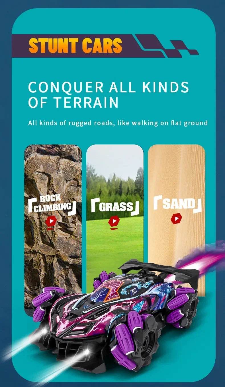 RC 4WD Remote Control Stunt Car with Gesture Control, LED Lights, and Music - 2.4G Drift Racing Toy for Kids - ToylandEU