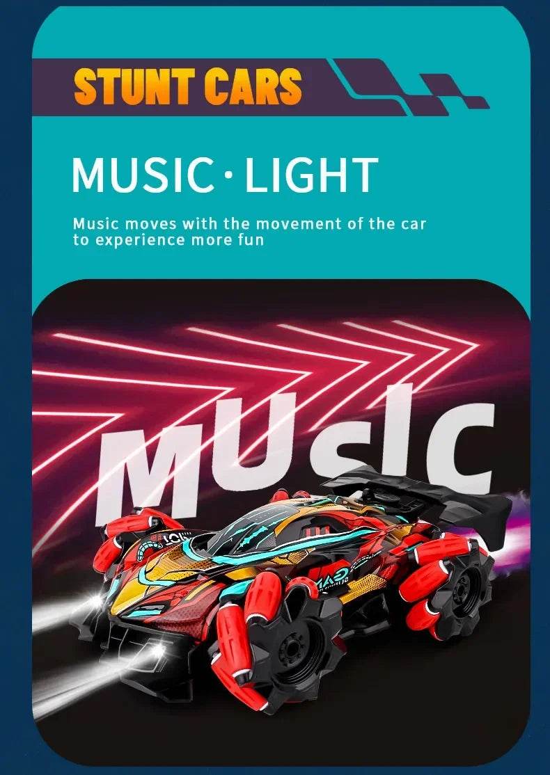 RC 4WD Remote Control Stunt Car with Gesture Control, LED Lights, and Music - 2.4G Drift Racing Toy for Kids - ToylandEU