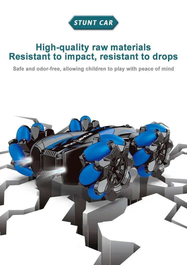 RC 4WD Remote Control Stunt Car with Gesture Control, LED Lights, and Music - 2.4G Drift Racing Toy for Kids - ToylandEU