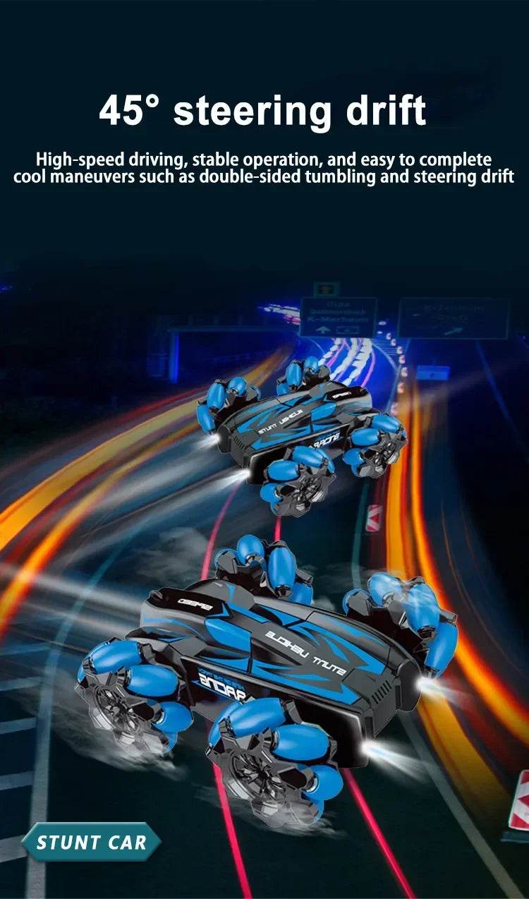RC 4WD Remote Control Stunt Car with Gesture Control, LED Lights, and Music - 2.4G Drift Racing Toy for Kids - ToylandEU
