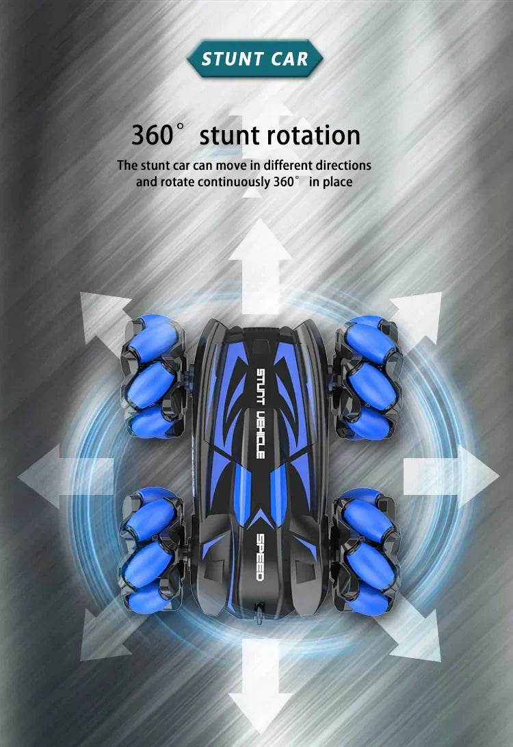 RC 4WD Remote Control Stunt Car with Gesture Control, LED Lights, and Music - 2.4G Drift Racing Toy for Kids - ToylandEU