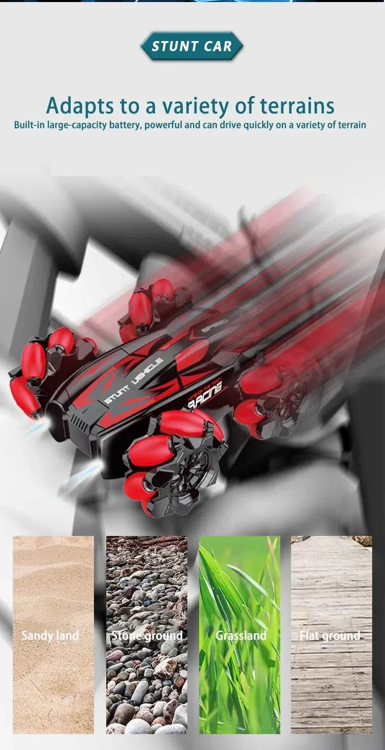 RC 4WD Remote Control Stunt Car with Gesture Control, LED Lights, and Music - 2.4G Drift Racing Toy for Kids - ToylandEU