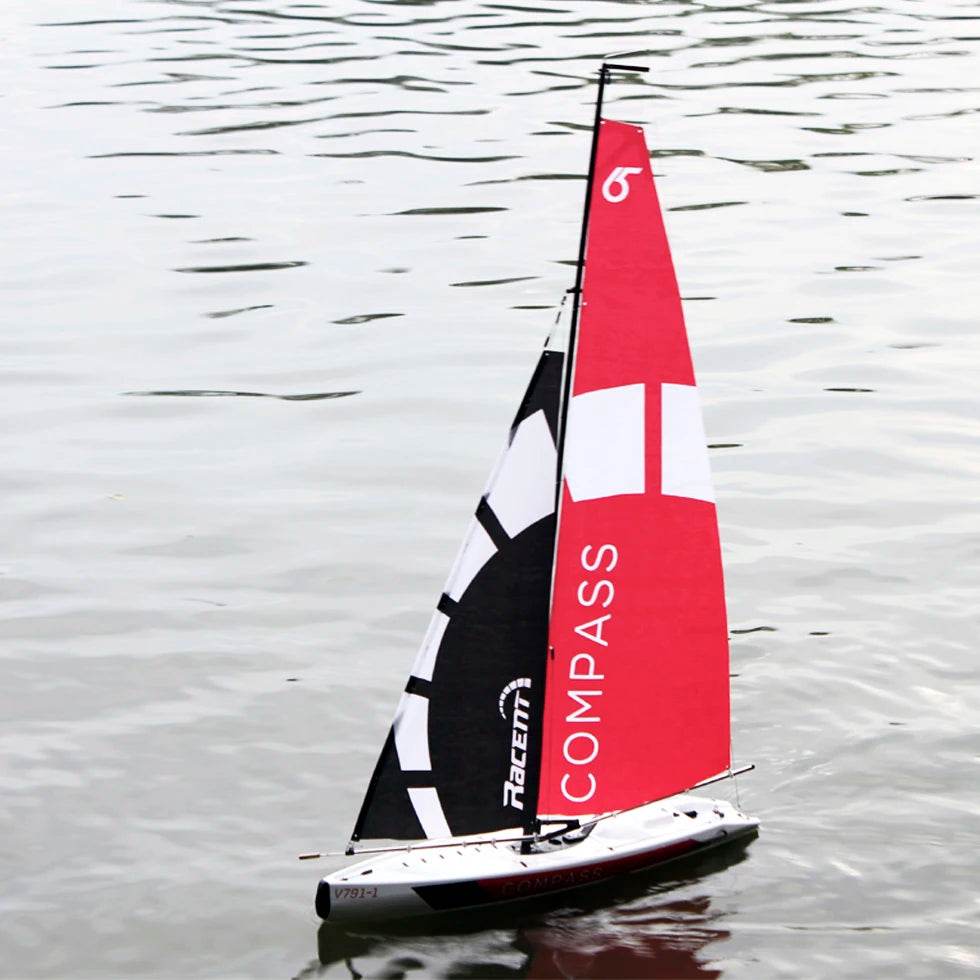 RC 53” Remote Control Sailboat with Compass - Pre-assembled 2.4G Electric RC Boat for Hobbyists and Adults - ToylandEU