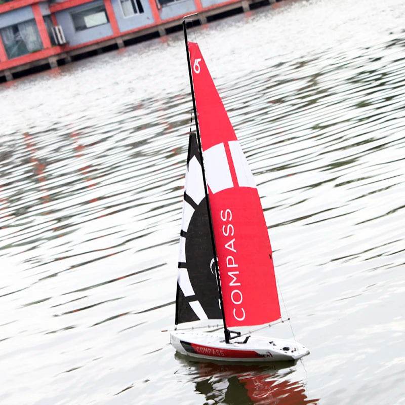 RC 53” Remote Control Sailboat with Compass - Pre-assembled 2.4G Electric RC Boat for Hobbyists and Adults - ToylandEU
