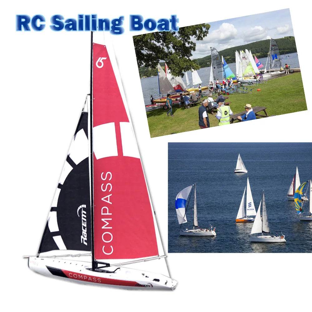 RC 53” Remote Control Sailboat with Compass - Pre-assembled 2.4G Electric RC Boat for Hobbyists and Adults - ToylandEU