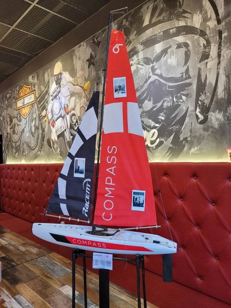 RC 53” Remote Control Sailboat with Compass - Pre-assembled 2.4G Electric RC Boat for Hobbyists and Adults - ToylandEU