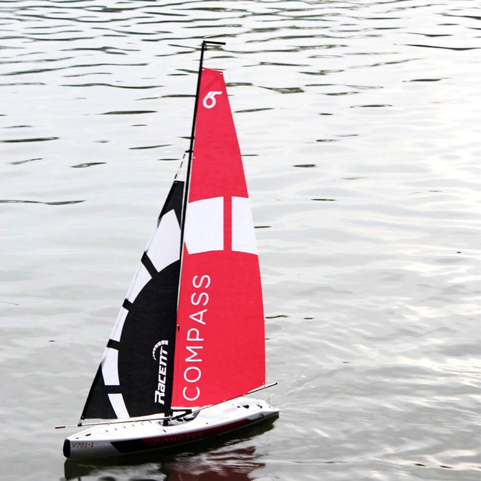 RC 53” Remote Control Sailboat with Compass - Pre-assembled 2.4G Electric RC Boat for Hobbyists and Adults - ToylandEU