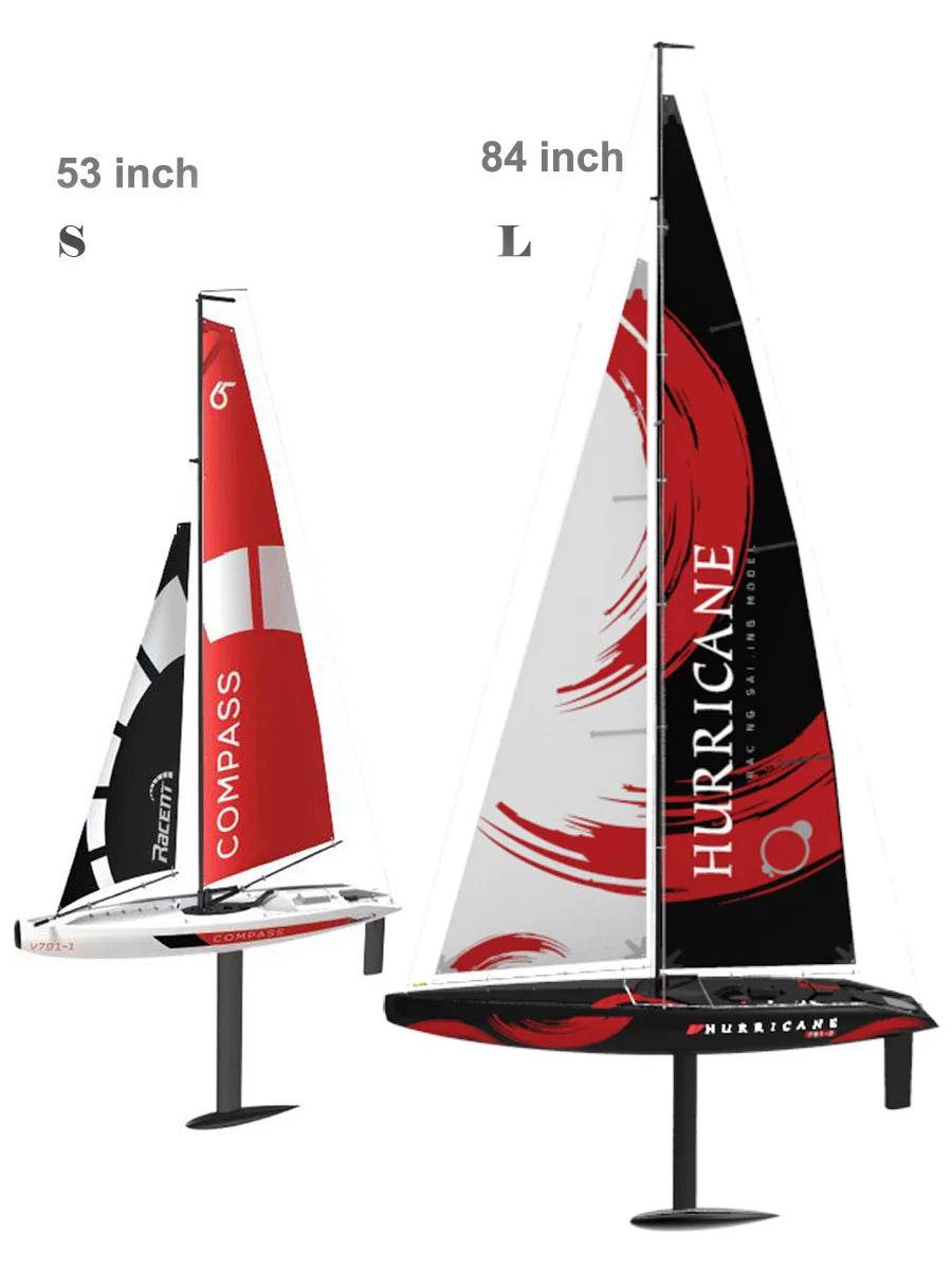 RC 53” Remote Control Sailboat with Compass - Pre-assembled 2.4G Electric RC Boat for Hobbyists and Adults - ToylandEU