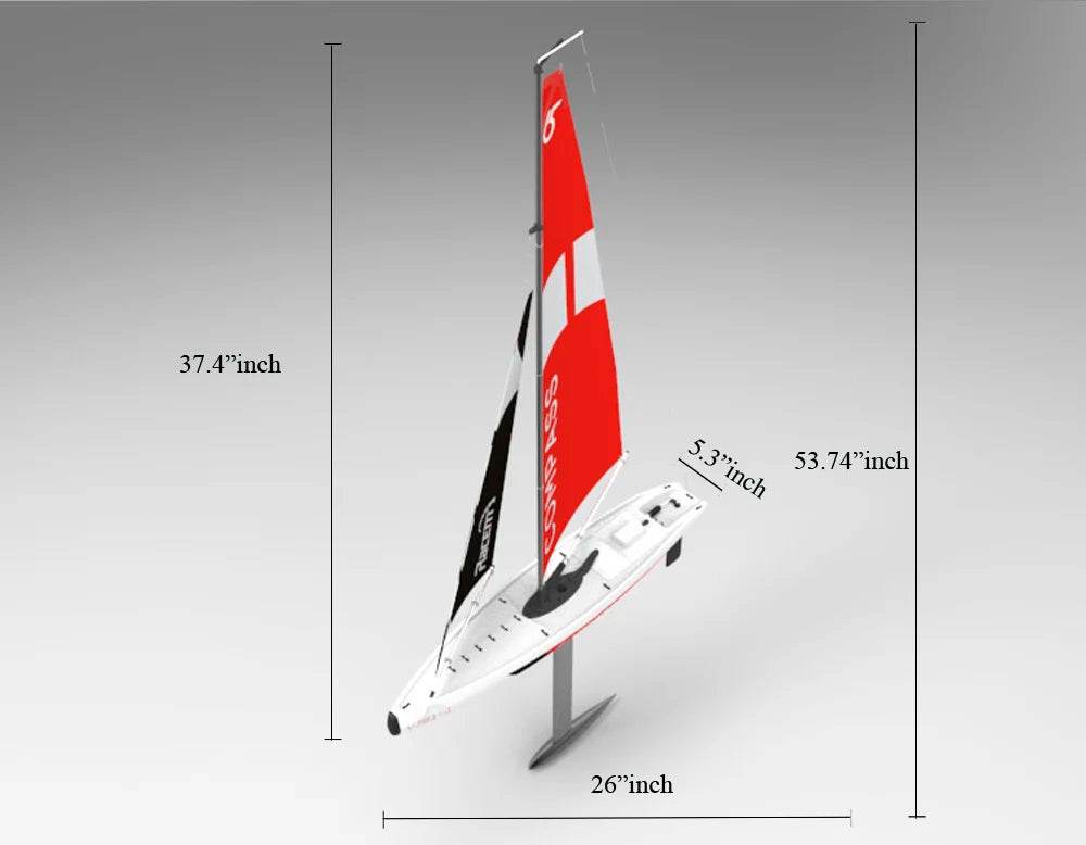 RC 53” Remote Control Sailboat with Compass - Pre-assembled 2.4G Electric RC Boat for Hobbyists and Adults - ToylandEU