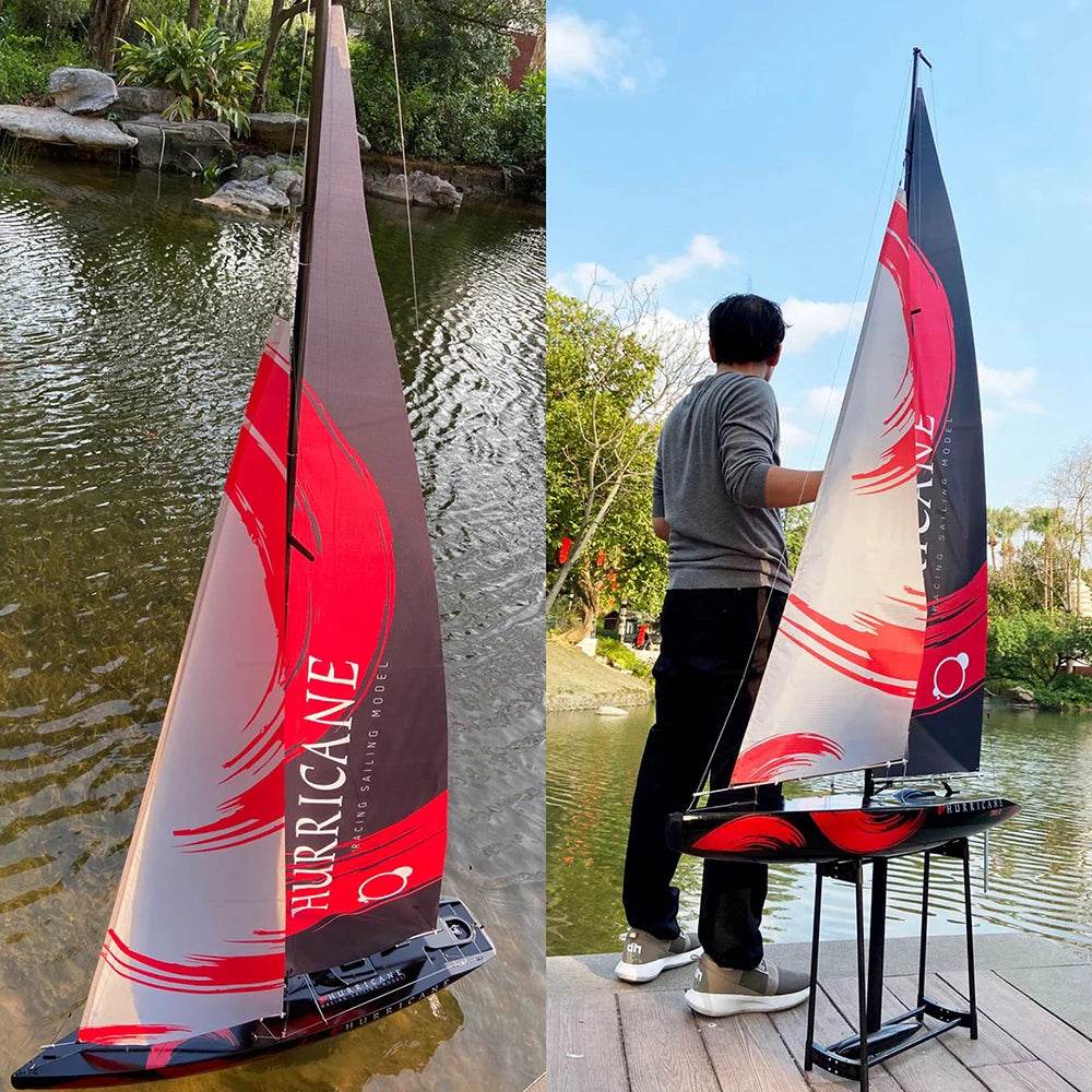 RC 53” Remote Control Sailboat with Compass - Pre-assembled 2.4G Electric RC Boat for Hobbyists and Adults - ToylandEU