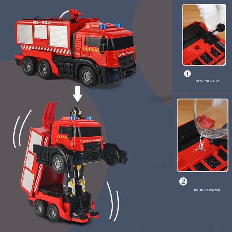 RC Adaptable Remote Control Fire Truck Toy with Water Spray & Lights - ToylandEU