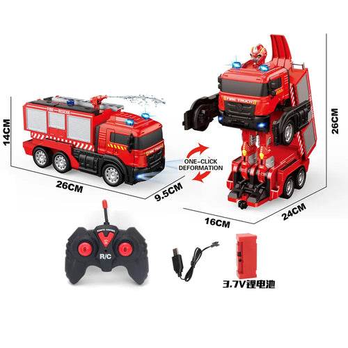 RC Adaptable Remote Control Fire Truck Toy with Water Spray & Lights - ToylandEU