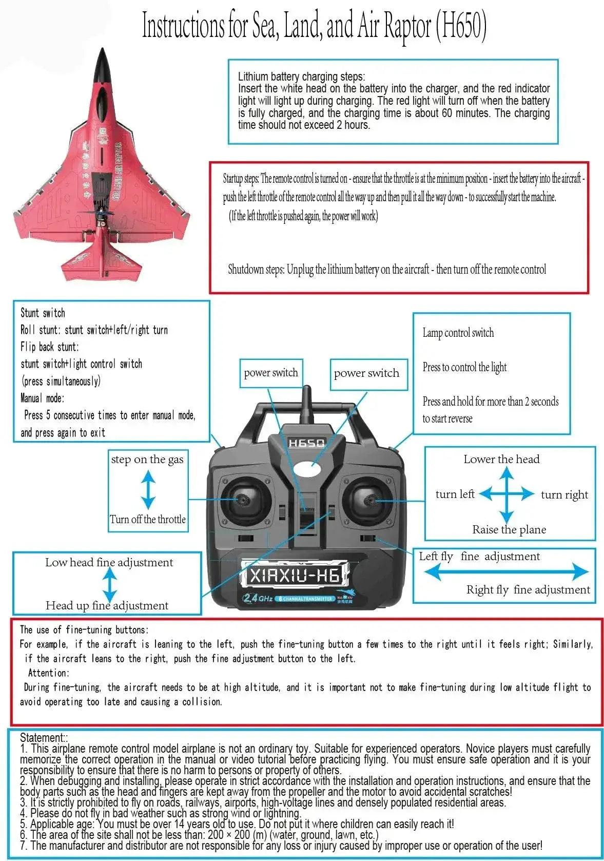  EVYVKV H650 Raptor All-Terrain Electric Foam Aircraft with Brushless Motor and Wi-Fi Connectivity -  ToylandEU™