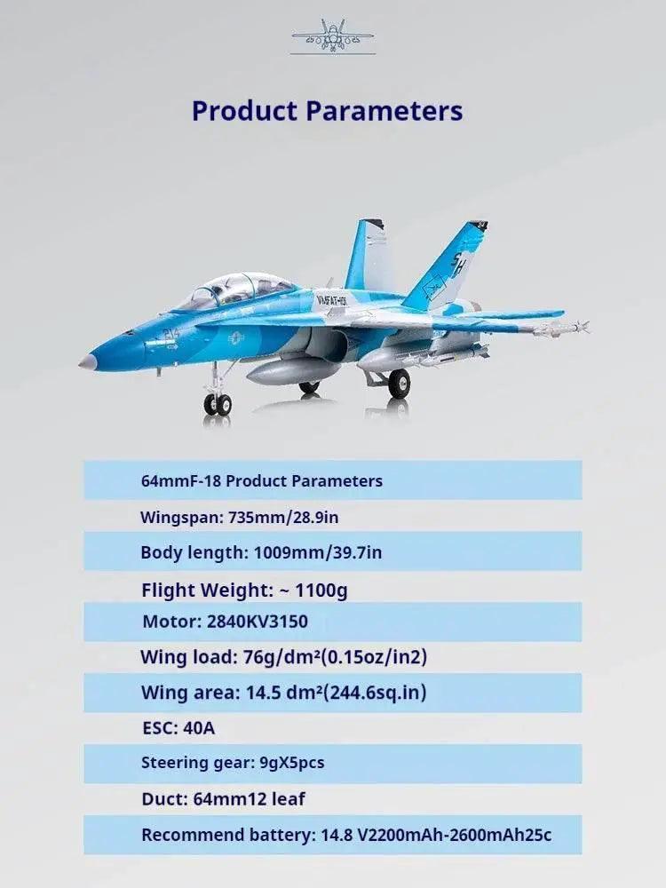  RC FMS 64mm F-18 Ducted Jet RC Fighter Aircraft - Remote Control Foam Airplane for Adults - Custom Gift Toy -  ToylandEU™