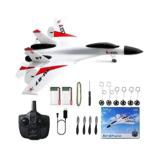  RC VEVOR SU27 2.4G Remote Control Glider Airplane with Dual Batteries - Foam Aircraft Toy for Children and Beginners -  ToylandEU™