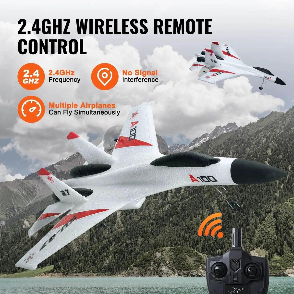 RC VEVOR SU27 2.4G Remote Control Glider Airplane with Dual Batteries - Foam Aircraft Toy for Children and Beginners -  ToylandEU™