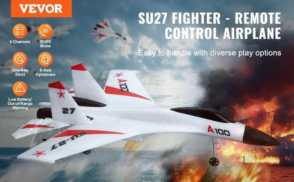  RC VEVOR SU27 2.4G Remote Control Glider Airplane with Dual Batteries - Foam Aircraft Toy for Children and Beginners -  ToylandEU™