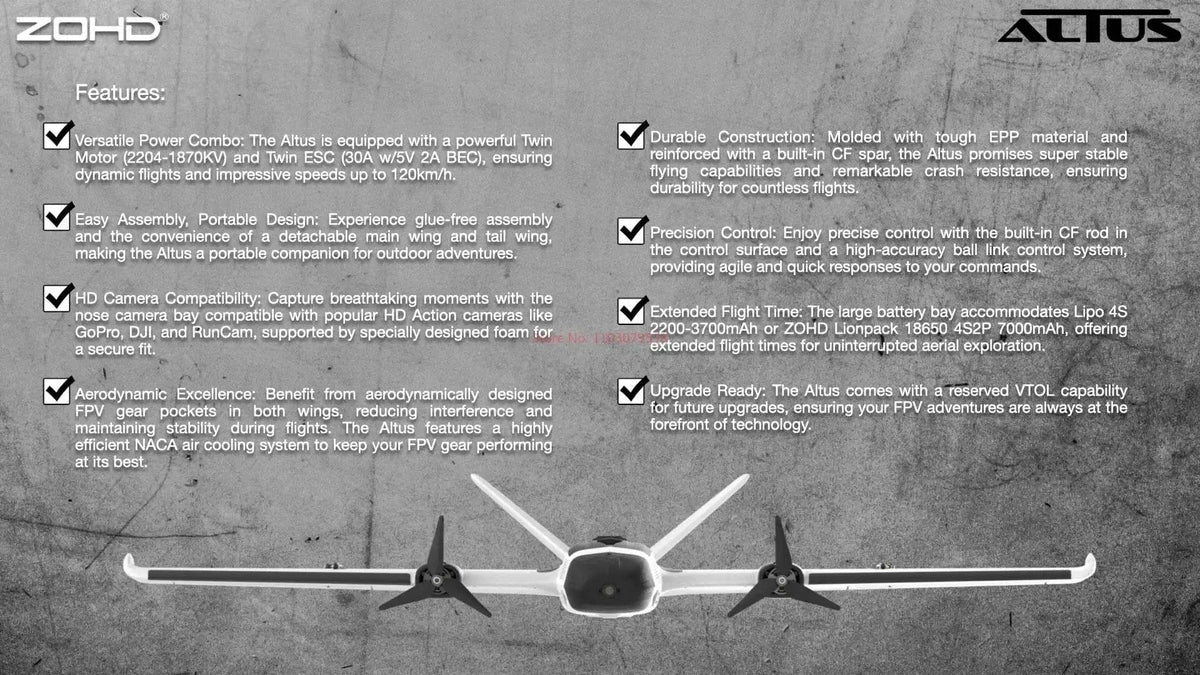  RC ZOHD ALTUS Twin Engine RC Aircraft - 980mm Wingspan, Y3 Modification Ready, Long Endurance Model for Adults -  ToylandEU™