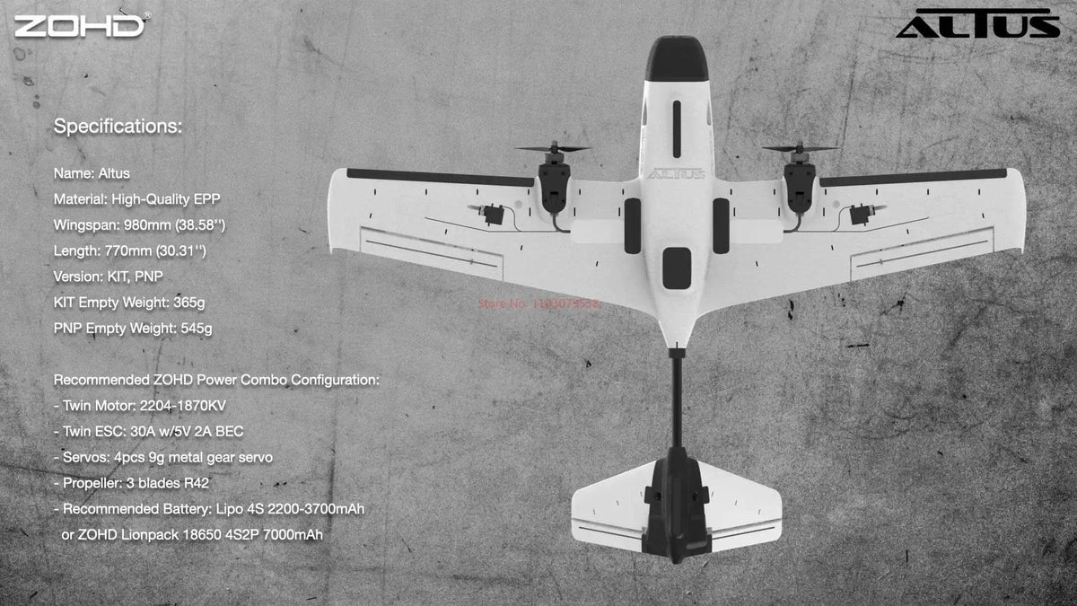  RC ZOHD ALTUS Twin Engine RC Aircraft - 980mm Wingspan, Y3 Modification Ready, Long Endurance Model for Adults -  ToylandEU™
