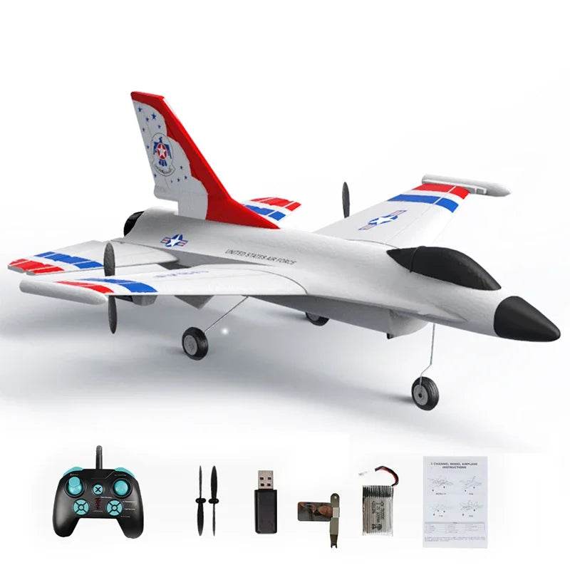 RC Airplane F16 Real Fixed Wing 3 Channels 2.4GHz Outdoor High Speed Electric Model Fighter Toy for Kids - ToylandEU