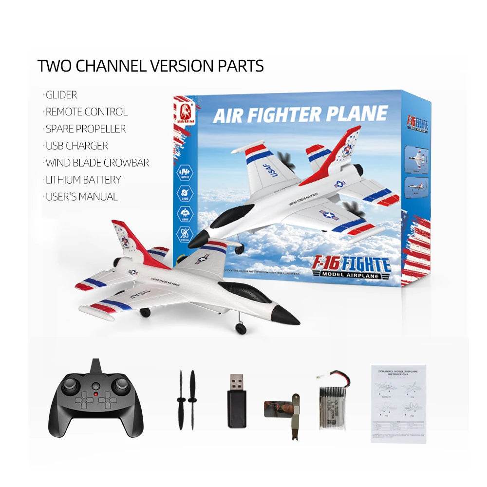 RC Airplane F16 Real Fixed Wing 3 Channels 2.4GHz Outdoor High Speed Electric Model Fighter Toy for Kids - ToylandEU