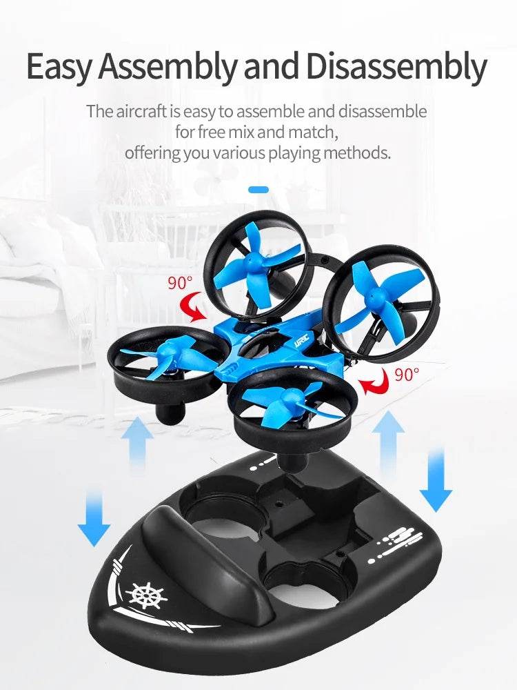 RC All-Terrain 3-in-1 RC Airship Drone: Water, Land & Air Mini Quadcopter with 360° Flip for Kids - ToylandEU
