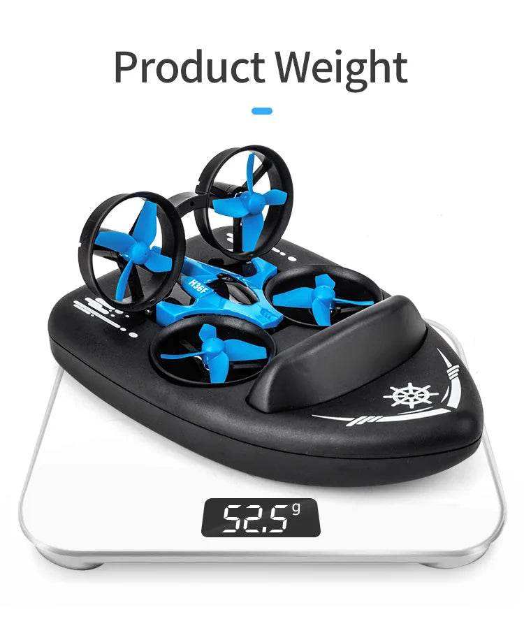 RC All-Terrain 3-in-1 RC Airship Drone: Water, Land & Air Mini Quadcopter with 360° Flip for Kids - ToylandEU