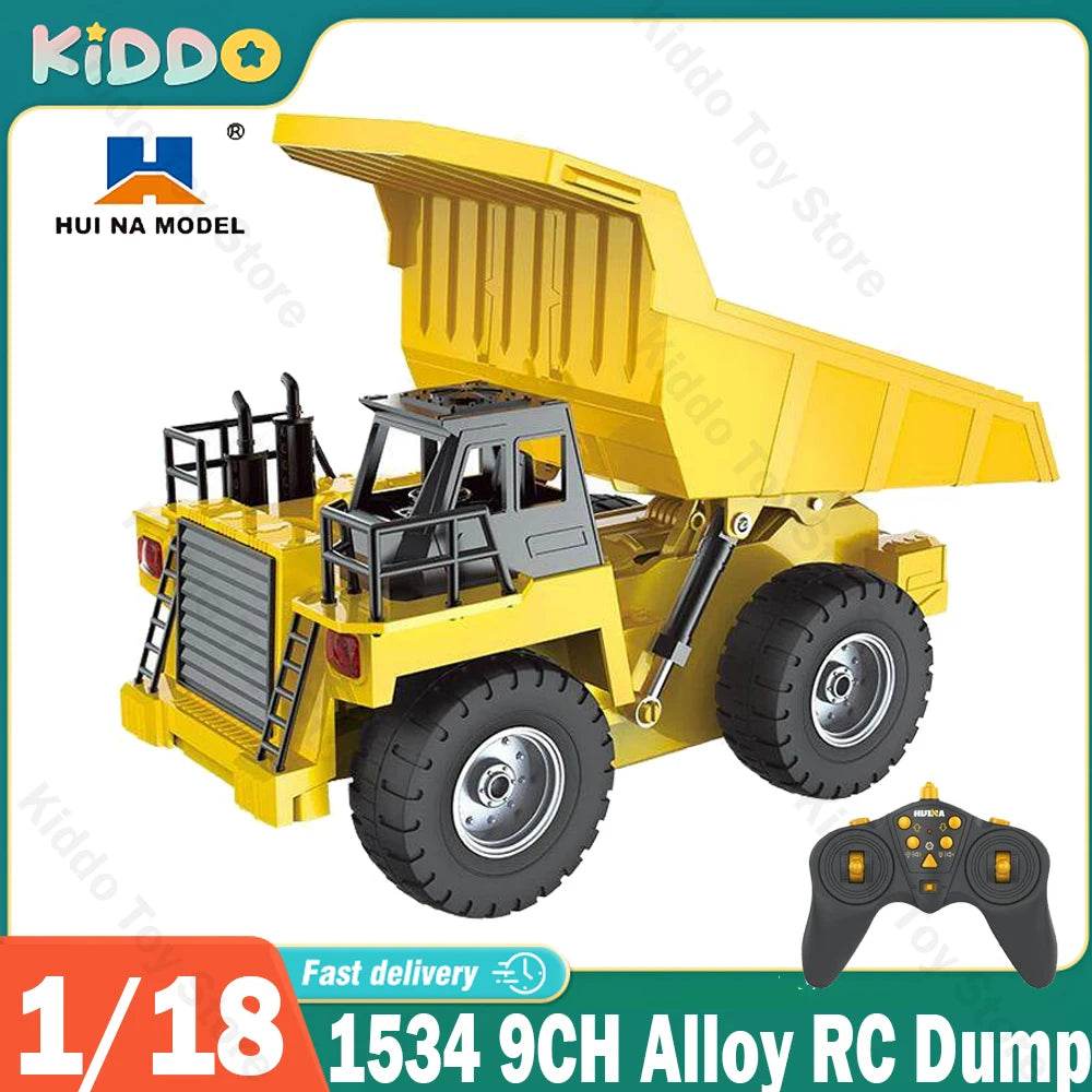 RC All-Terrain 9CH RC Hydraulic Dump Truck with Powerful Rechargeable Battery - ToylandEU