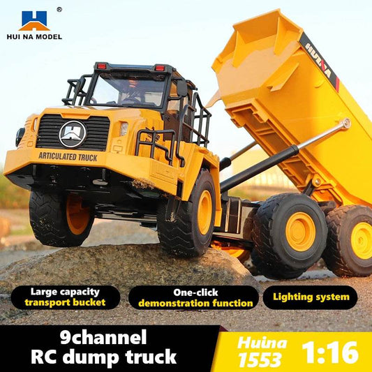 RC Alloy 1:16 RC Dump Truck & Forklift with LED Lights and Hydraulic Action - ToylandEU