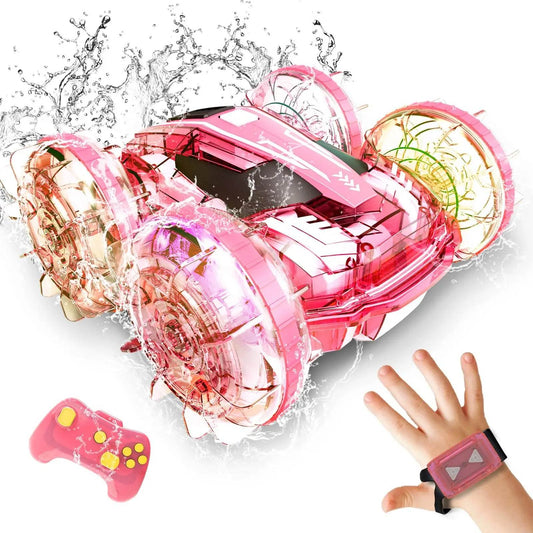 RC Amphibious 4WD Pink RC Car & Boat - Waterproof Stunt Vehicle for Kids - ToylandEU
