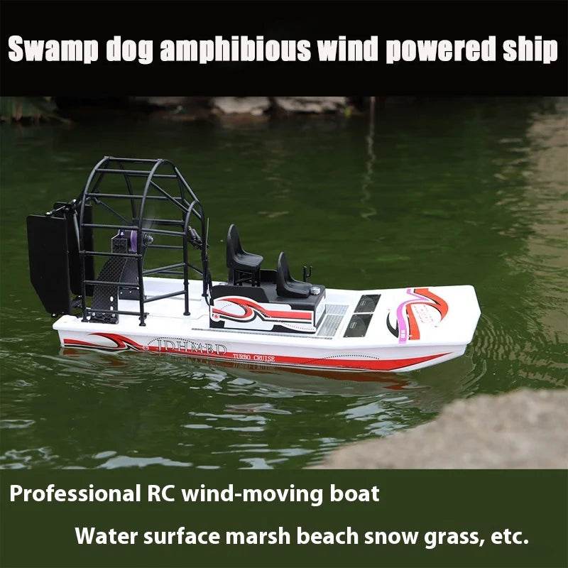 RC Amphibious Remote Control Electric Swamp Rescue Boat Model - DIY Aerodynamic Air Cushion Toy - ToylandEU