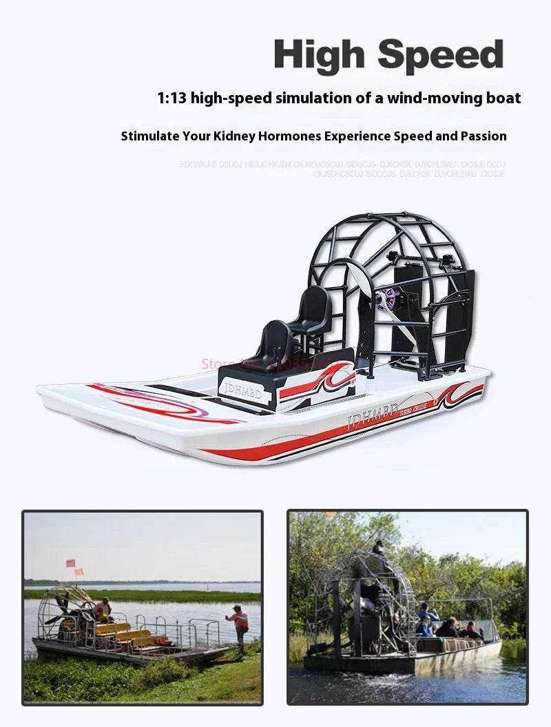 RC Amphibious Remote Control Electric Swamp Rescue Boat Model - DIY Aerodynamic Air Cushion Toy - ToylandEU