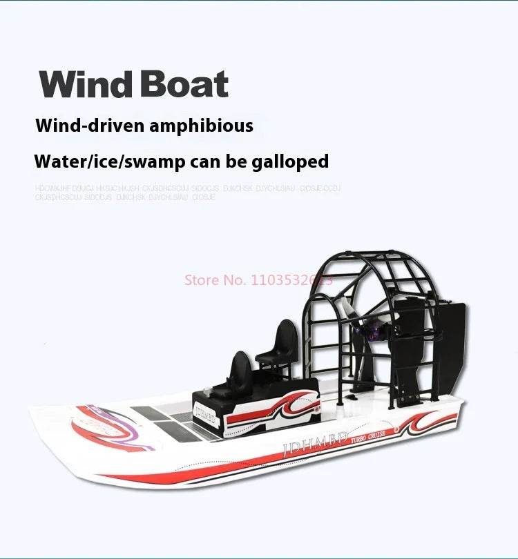 RC Amphibious Remote Control Electric Swamp Rescue Boat Model - DIY Aerodynamic Air Cushion Toy - ToylandEU