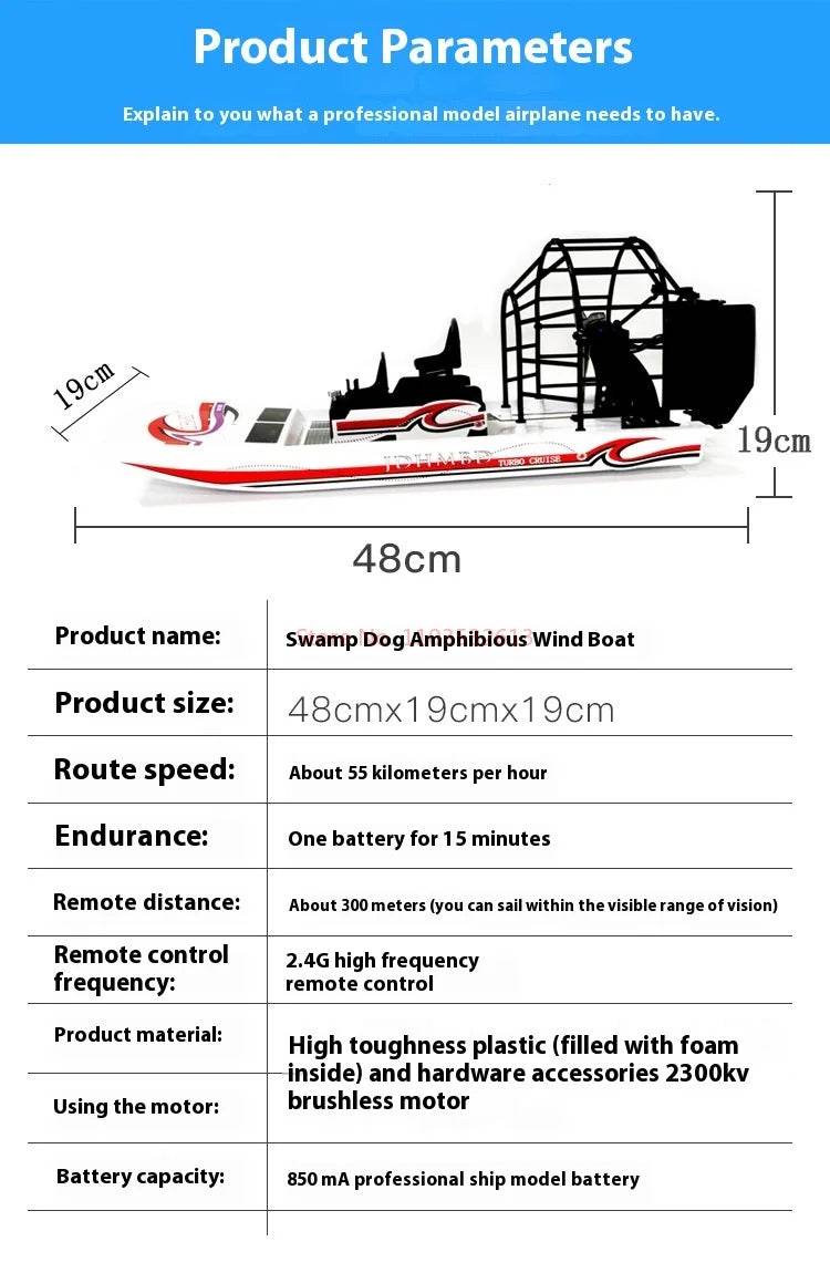 RC Amphibious Remote Control Electric Swamp Rescue Boat Model - DIY Aerodynamic Air Cushion Toy - ToylandEU